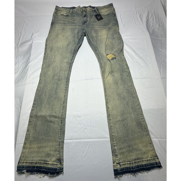 NWT PURE REIGN Men’s Distressed Denim Jeans - Size 42x40 - Picture 1 of 6